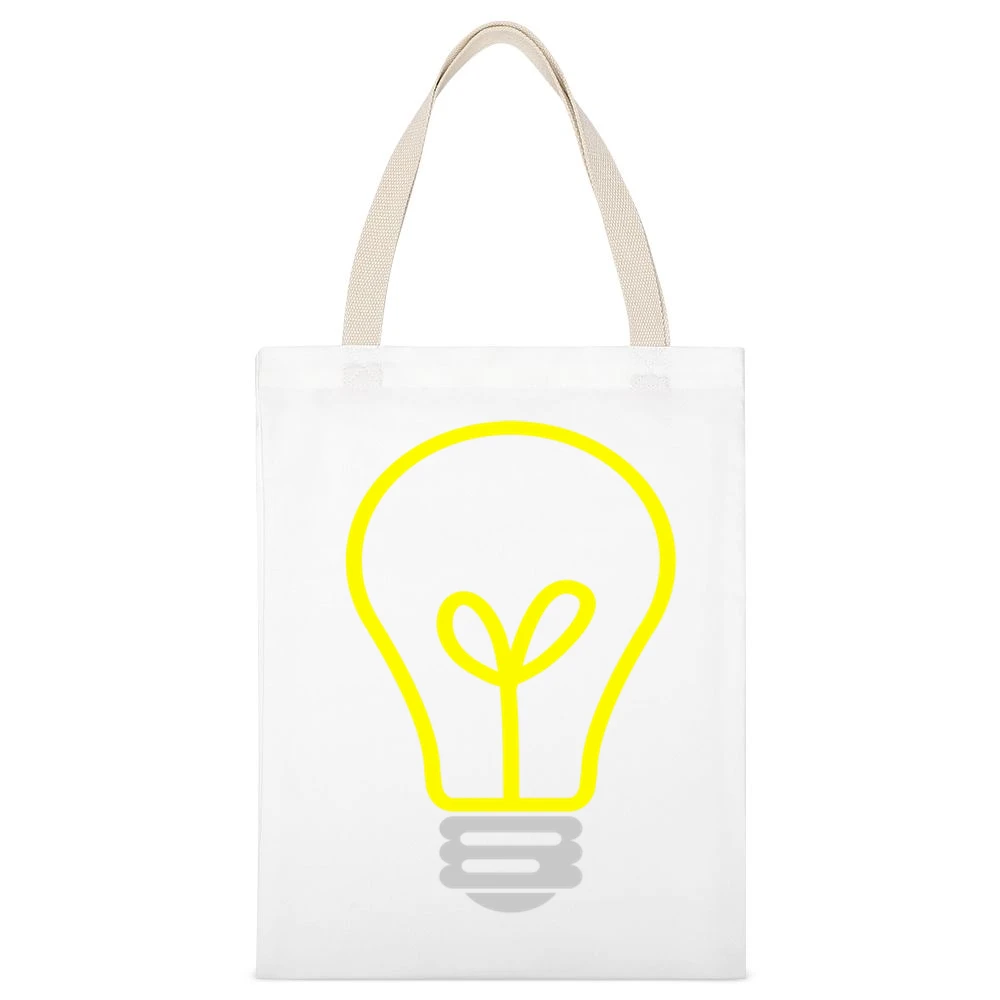 Lightbulb Essential Electricity Fun Tee Shirt White Canvas Tote Shopping Bag