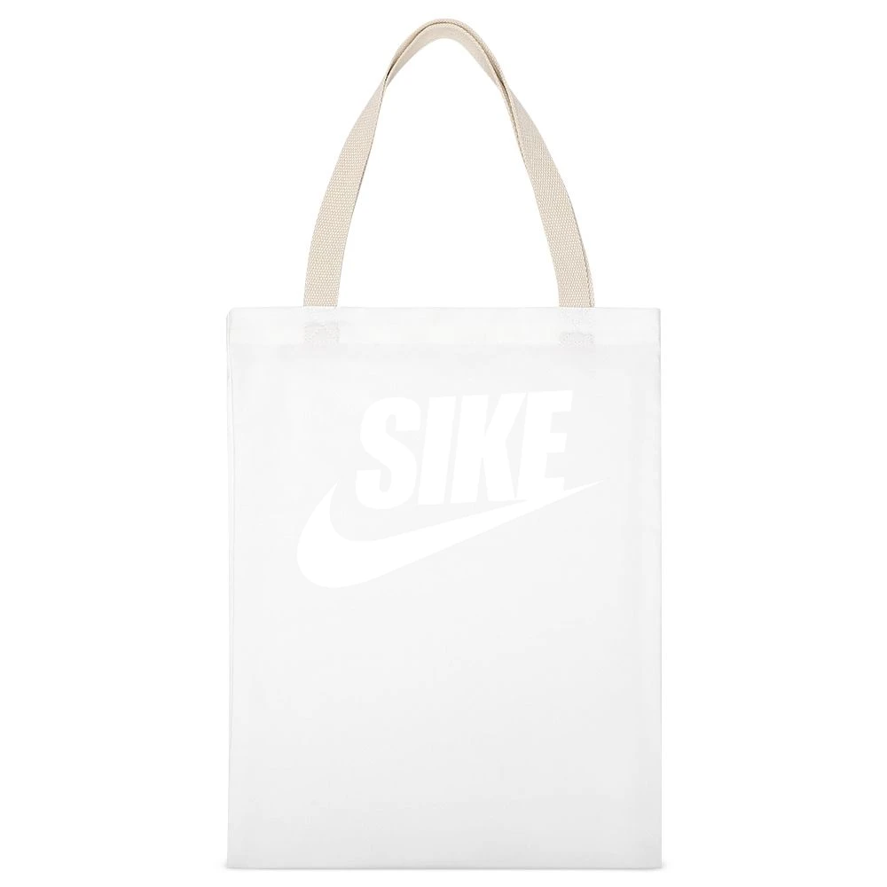 Like Funny Nike Parody Graphic Sports White Canvas Tote Shopping Bag
