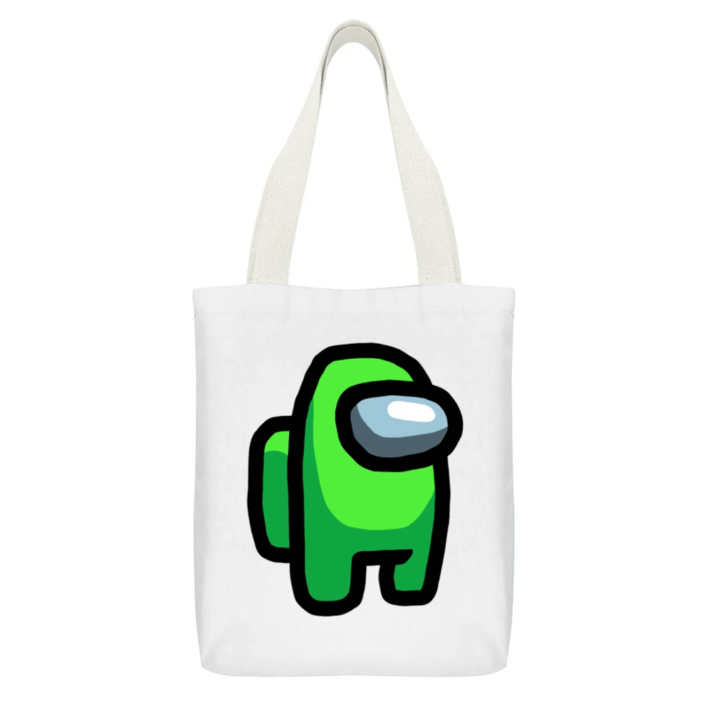 Lime Green Suspect Fun Video Game Fan White Canvas Tote Shopping Bag With Interior Pocket