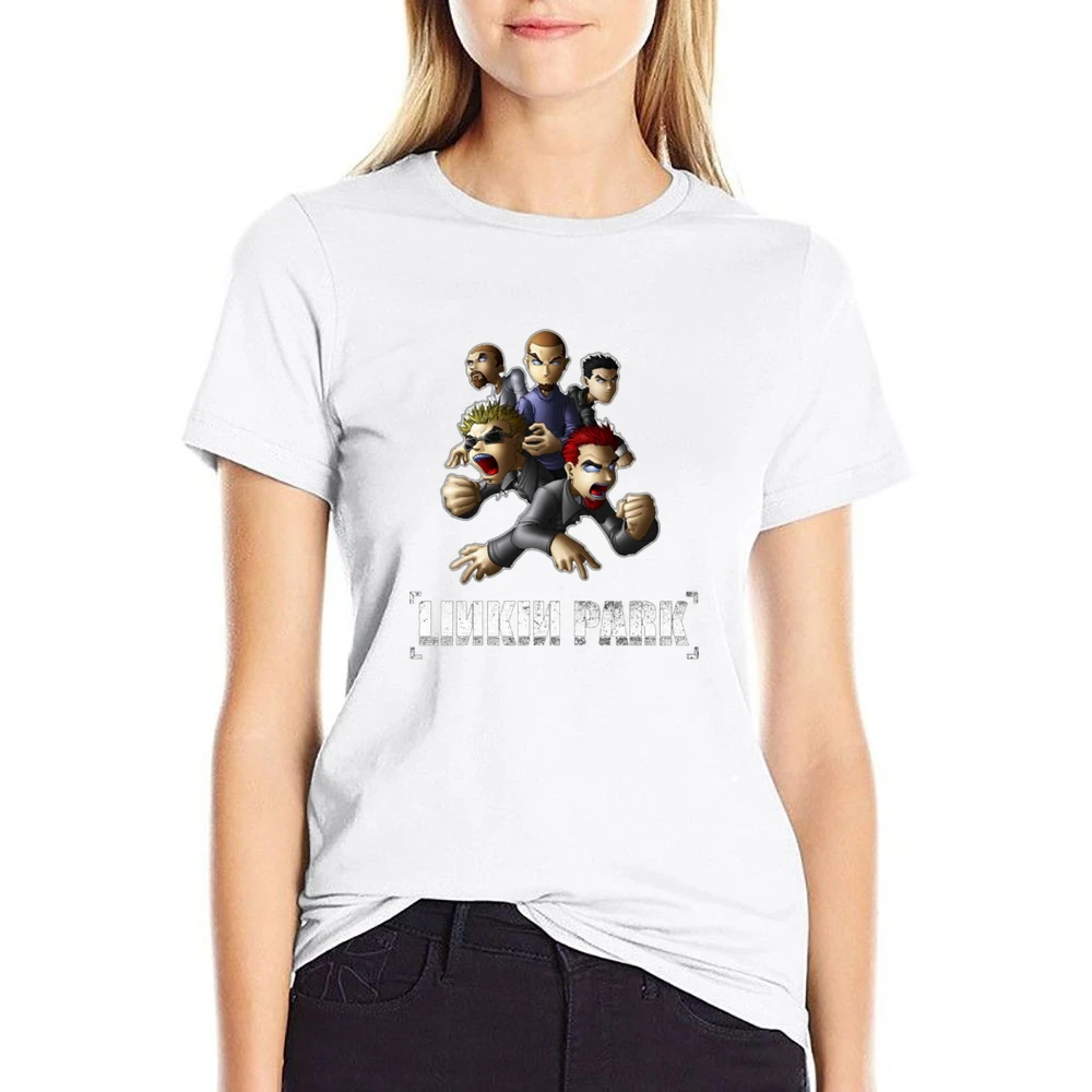 Linkink park member cartoon US Size Women Ladies T-shirt