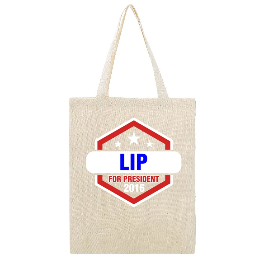 Lip For President 2016 Shameless TV Show Beige Canvas Tote Shopping Bag