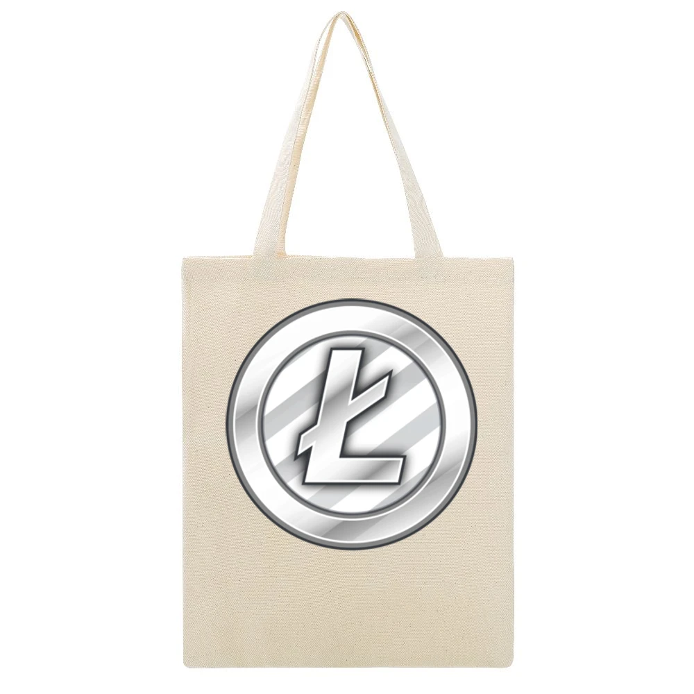 Litecoin Digital Currency Cryptocurrency Logo Beige Canvas Tote Shopping Bag