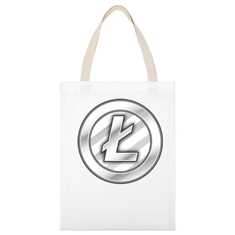 Litecoin Digital Currency Cryptocurrency Logo White Canvas Tote Shopping Bag