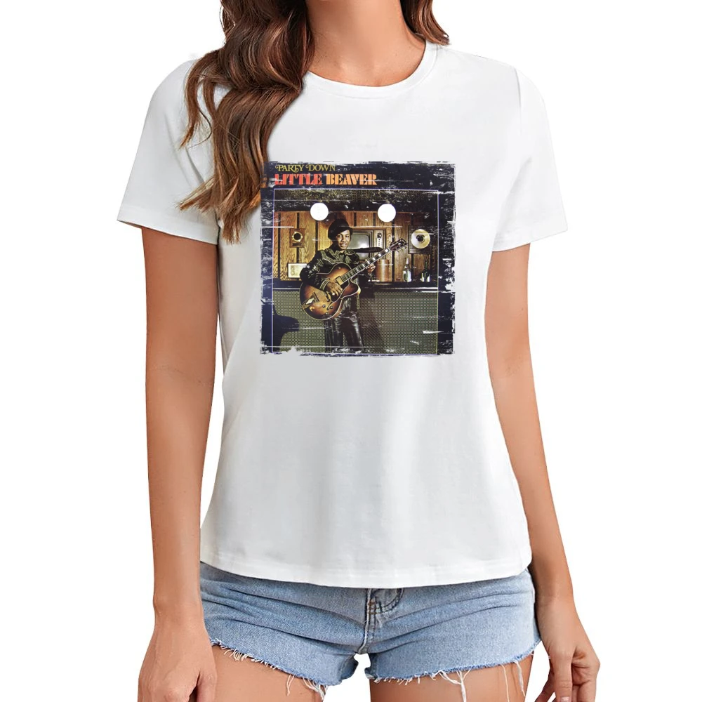 Little Beaver Party Down Album Cover Distressed Image Asian Size Women Ladies T-shirt