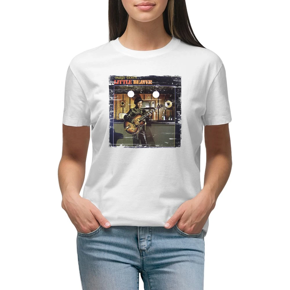 Little Beaver Party Down Album Cover Distressed Image Premium Women Ladies T-shirt