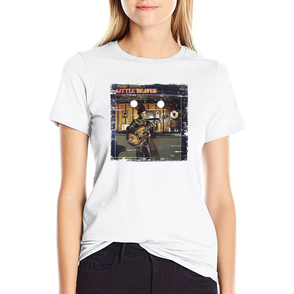 Little Beaver Party Down Album Cover Distressed Image US Size Women Ladies T-shirt