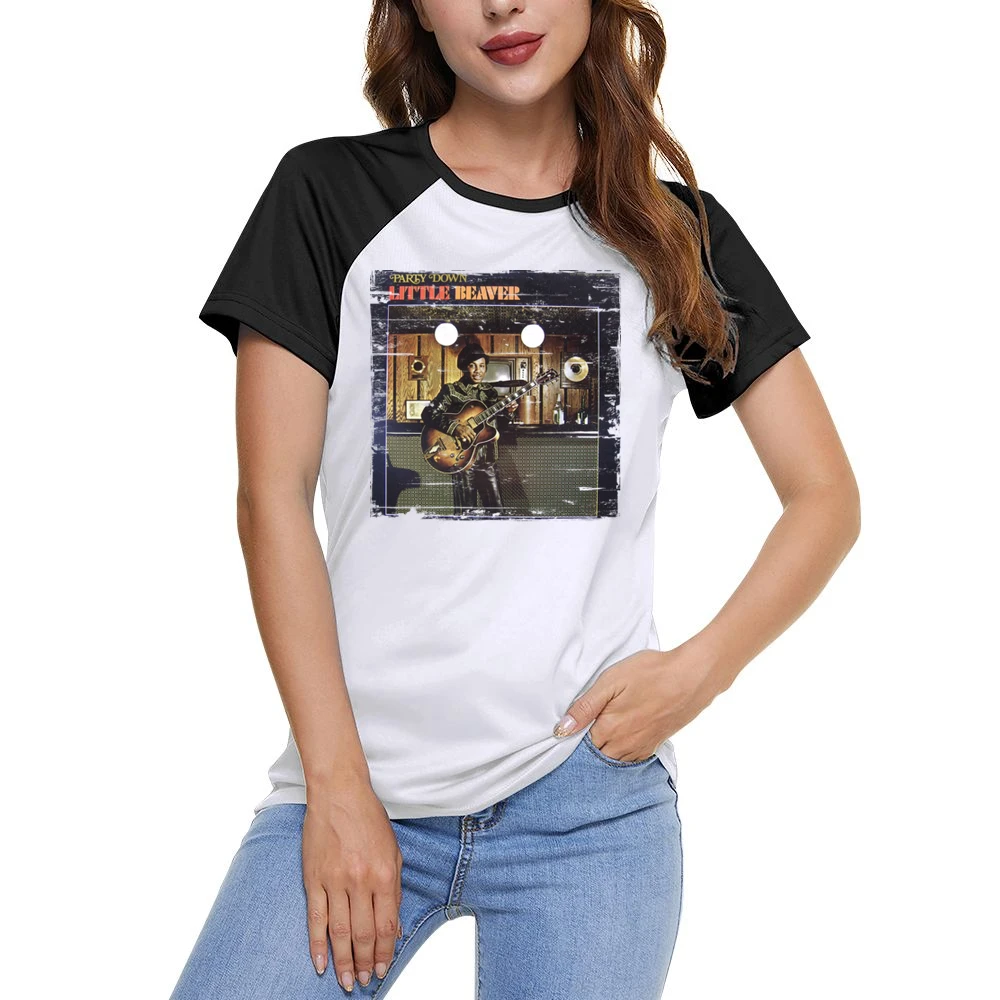 Little Beaver Party Down Album Cover Distressed Image Women Ladies Short Sleeve T-Shirt