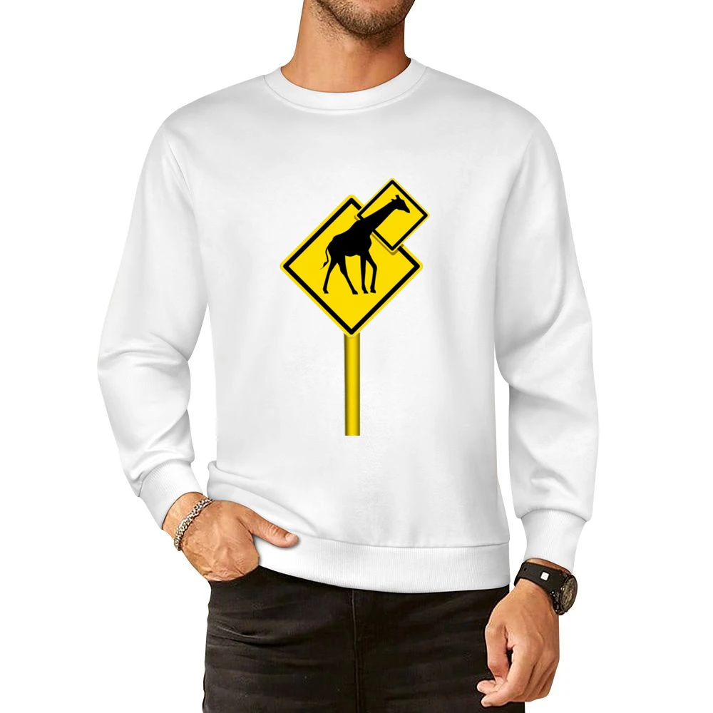 Long nech funny giraffes sign European Size Pullover Sweater