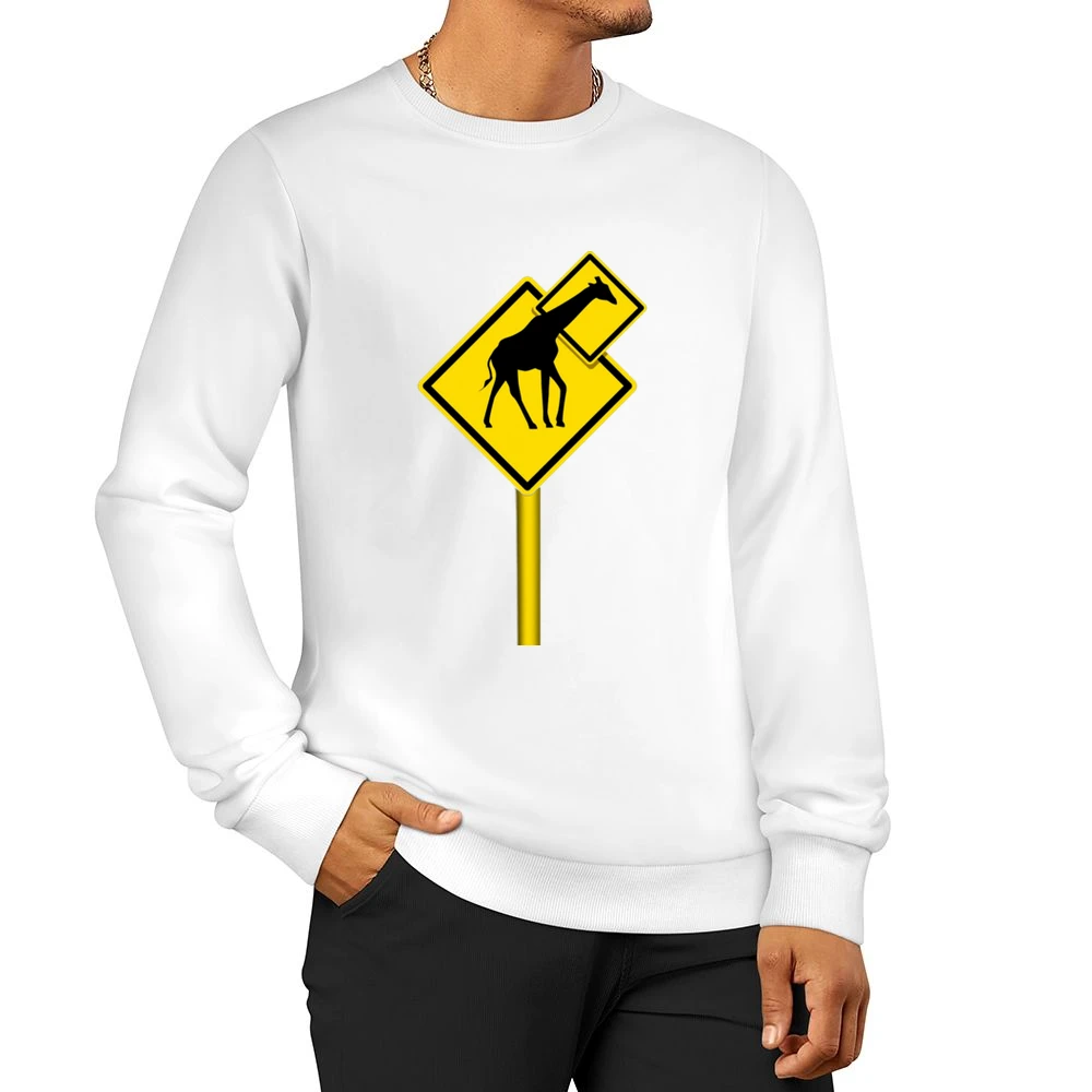 Long nech funny giraffes sign Men Pullover Sweatshirt