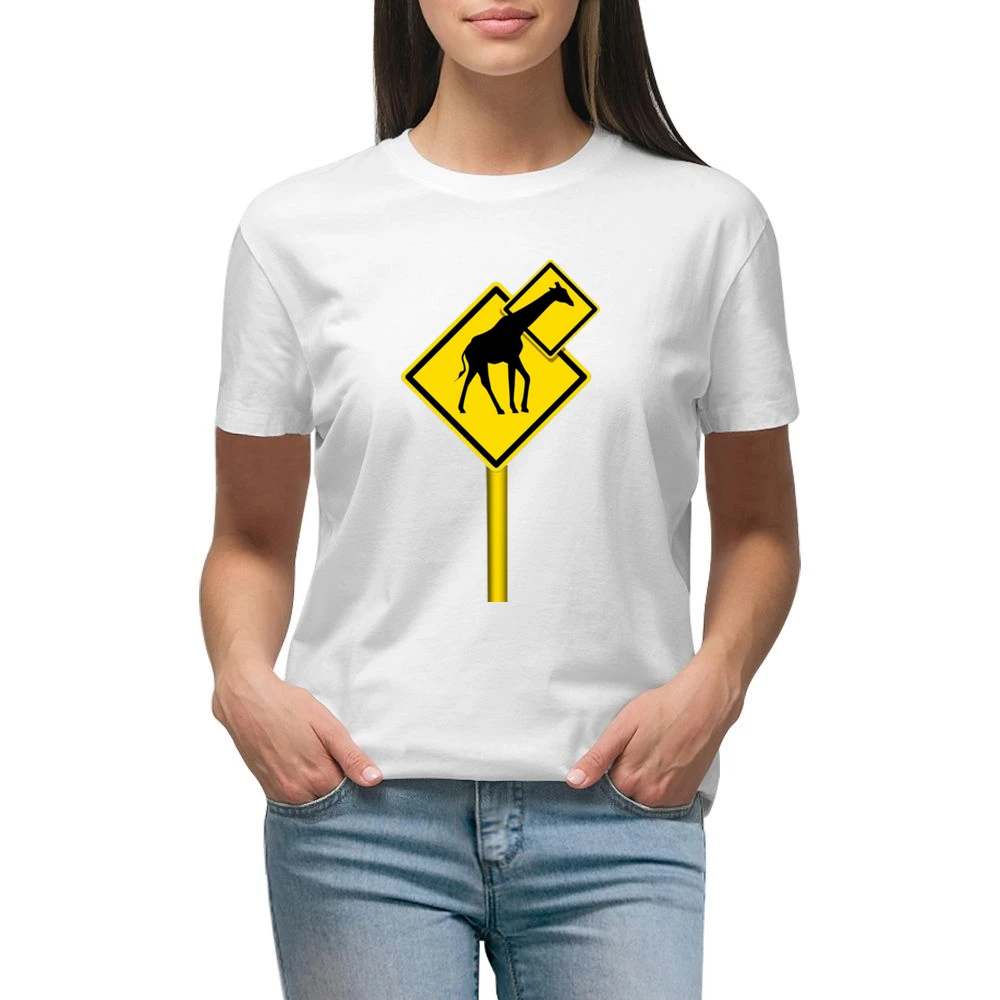 Long nech funny giraffes sign Premium Women Ladies T-shirt