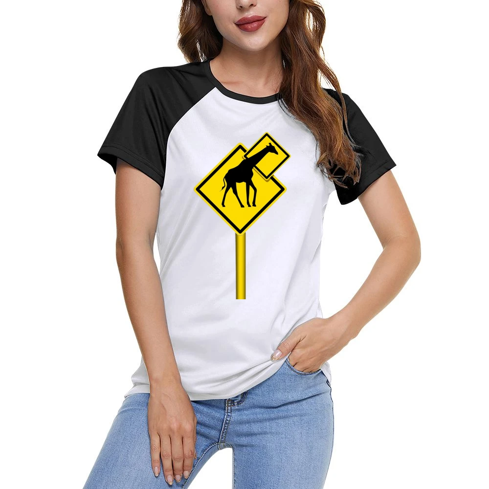 Long nech funny giraffes sign Women Ladies Short Sleeve T-Shirt