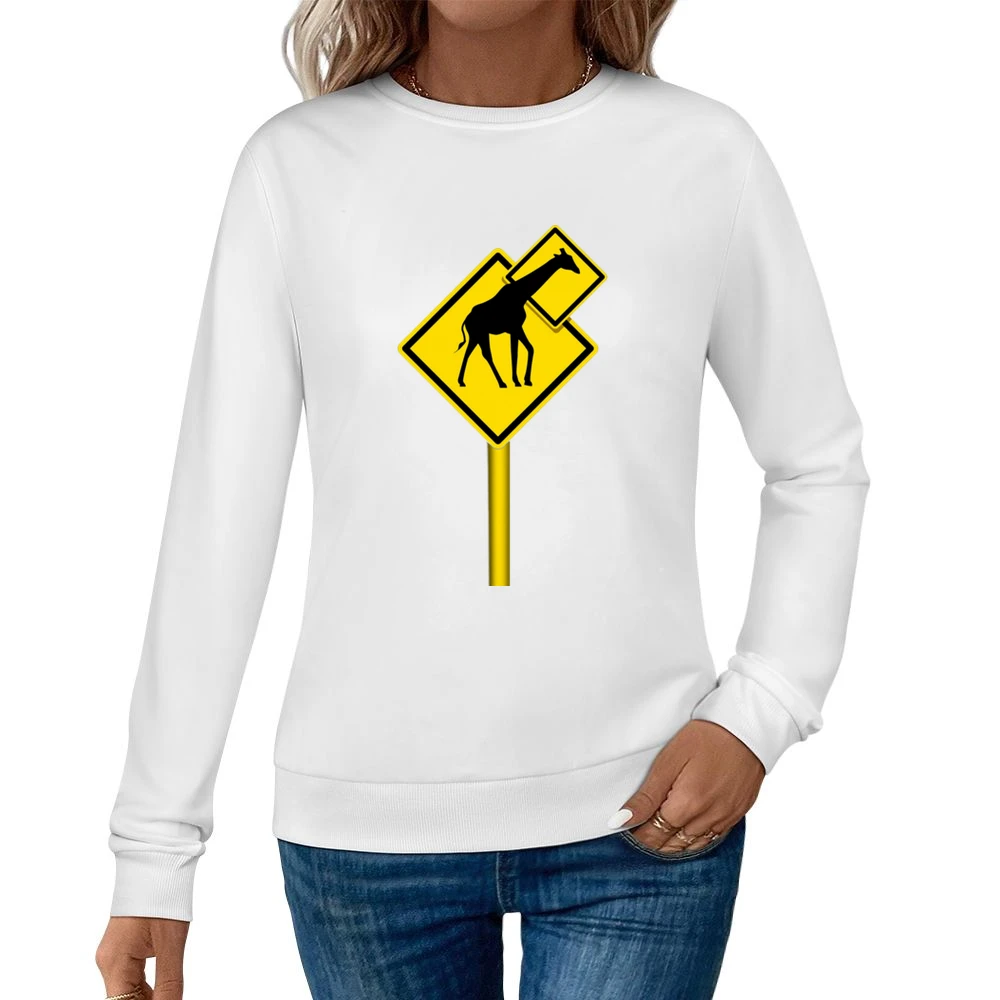 Long nech funny giraffes sign Women Pullover Sweatshirt