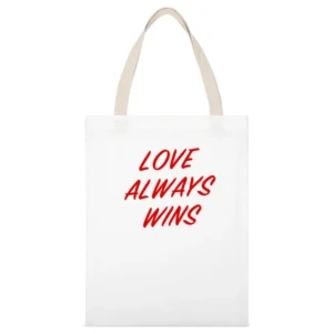 Love Always Wins Fun Popular Graphic Blogger White Canvas Tote Shopping Bag
