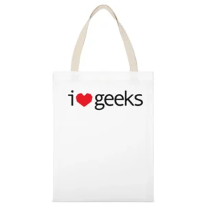 Love - I heart Geek White Canvas Tote Shopping Bag
