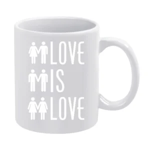Love Is Love Men And Women Icons Straight Gay Lesbian LGBT Graphic Tee White Mug
