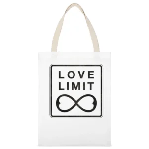 Love Limit Infinite Cute Heart Infinity Figure Eight Sign Graphic T Sh White Canvas Tote Shopping Bag