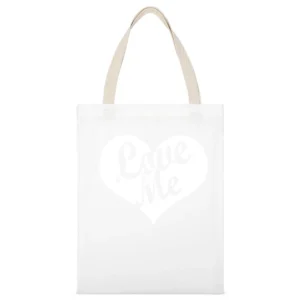 Love Me Vintage Style Heart Cute Tee Shirt White Canvas Tote Shopping Bag