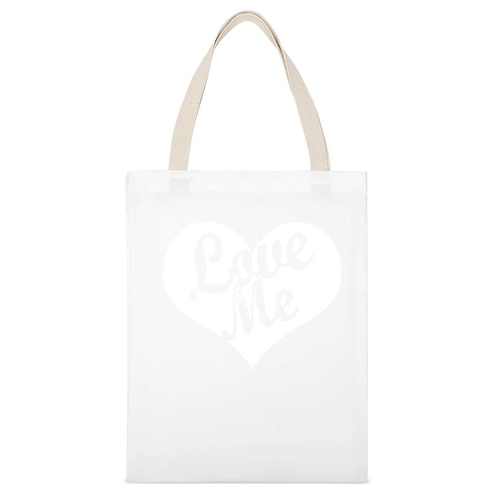 Love Me Vintage Style Heart Cute Tee Shirt White Canvas Tote Shopping Bag