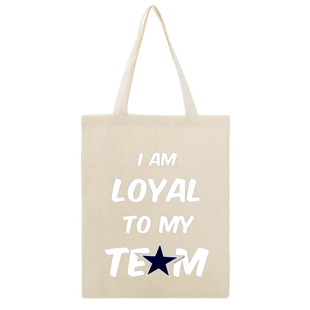Loyal to my Team Cowboys Black Tshirt Beige Canvas Tote Shopping Bag
