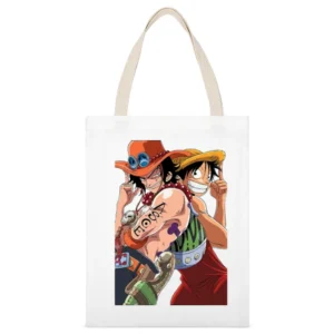 Luffy and Ace - White Canvas Tote Shopping Bag