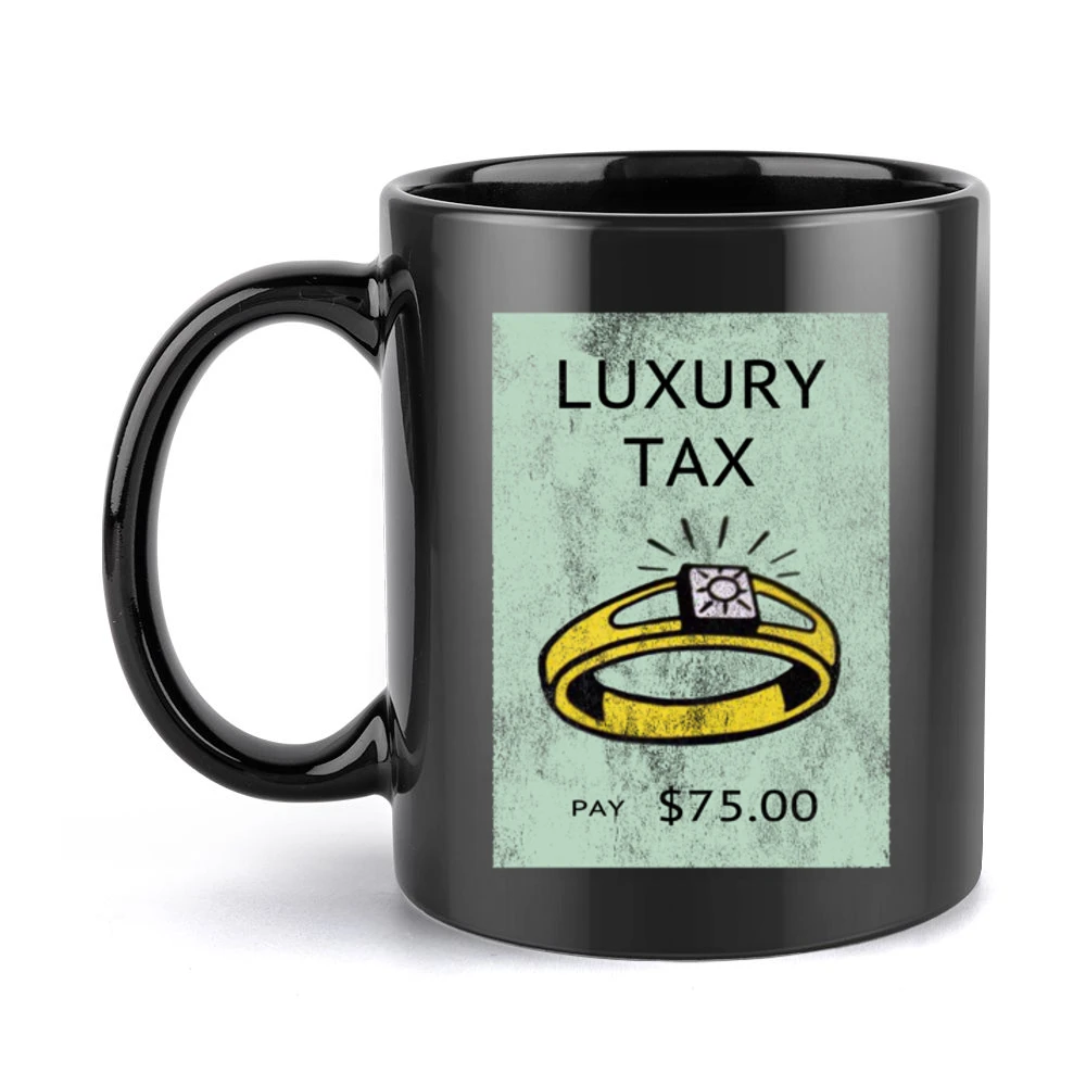 Luxury Tax Fun Cool Monopoly Game Vintage Style Distressed Look Graphi Black Mug