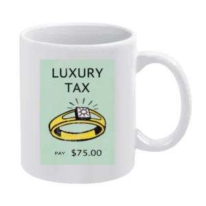 Luxury Tax Fun Cool Monopoly Game Vintage Style Distressed Look Graphi White Mug