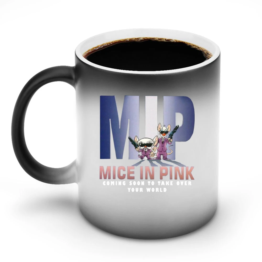 MIP Mice in pink - pinky and the brain MIB men in black parody coming Discoloration Mug