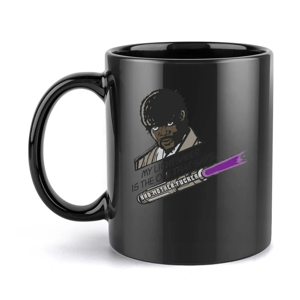 Mace Windu Samuel L Jackson lightsaber starwars parody pulp fiction mo Black Mug