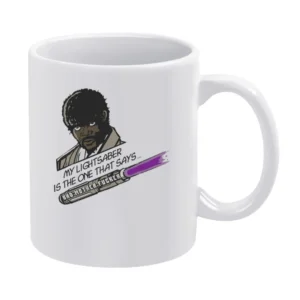 Mace Windu Samuel L Jackson lightsaber starwars parody pulp fiction mo White Mug