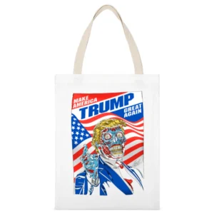 Make America Great Again Trump Robot Scary American Politics Graphic T White Canvas Tote Shopping Bag