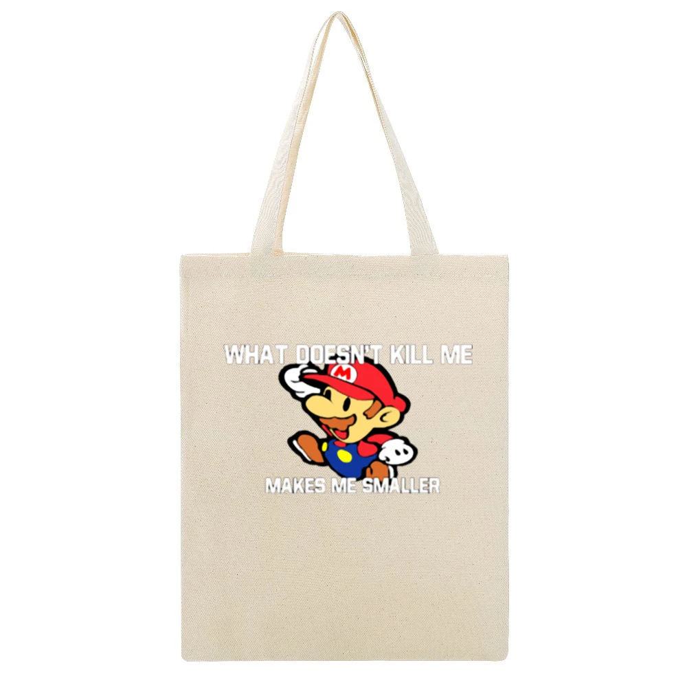 Makes Me Smaller Beige Canvas Tote Shopping Bag