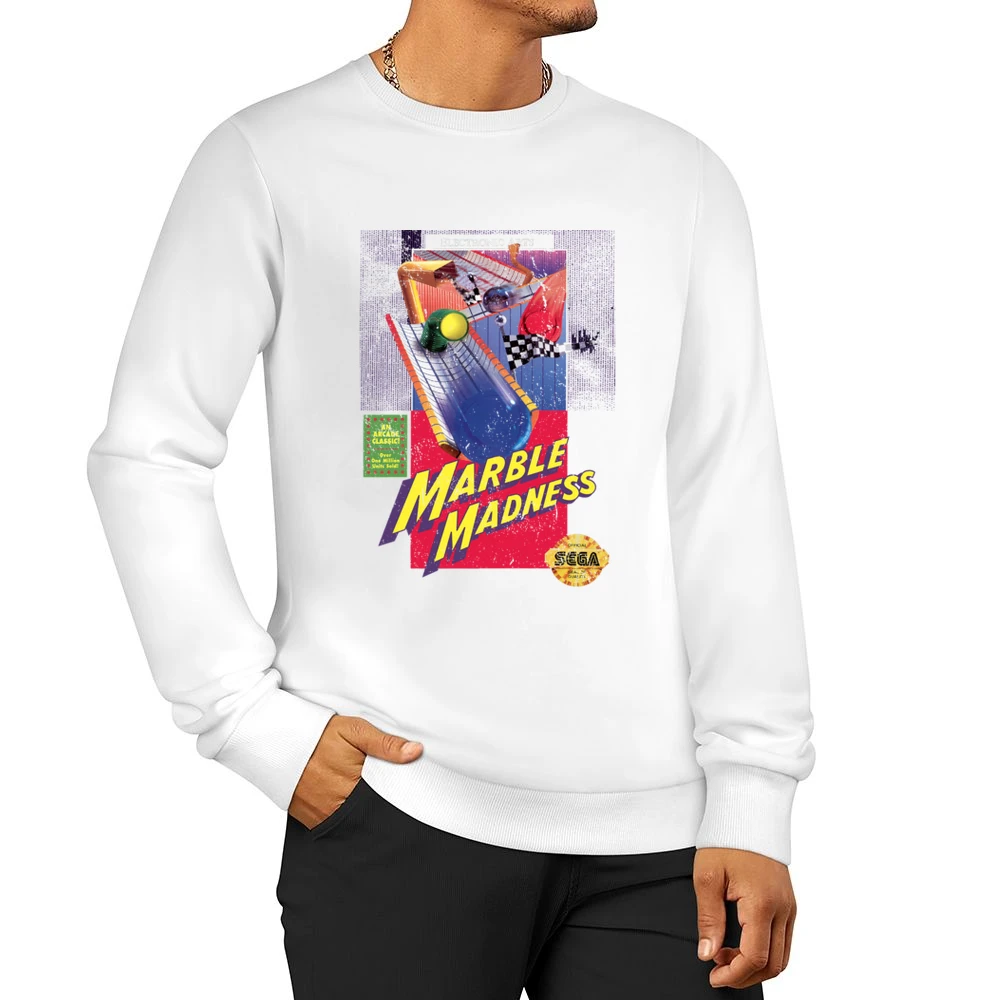 Marble Madness Sega Genesis Old School Retro Video Game Fan Distressed Men Pullover Sweatshirt