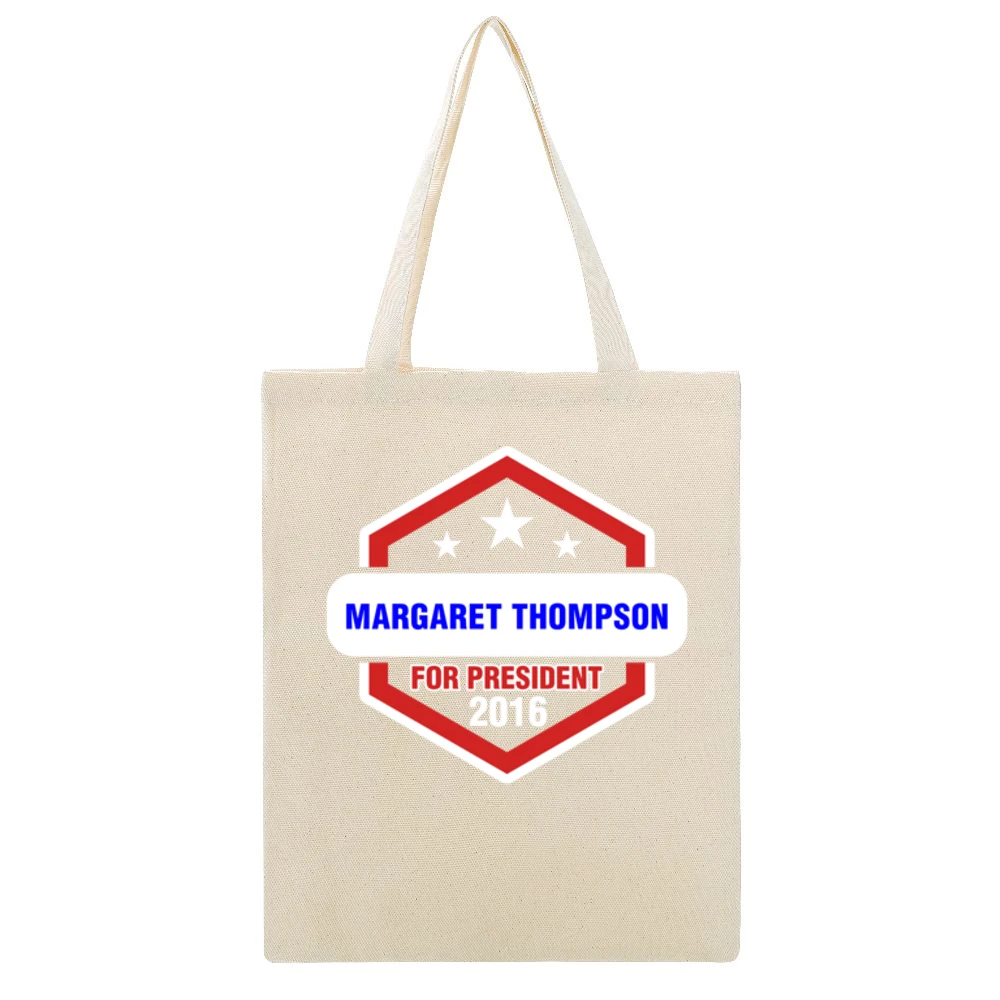 Margaret Thompson For President 2016 Boardwalk Empire TV Show Beige Canvas Tote Shopping Bag