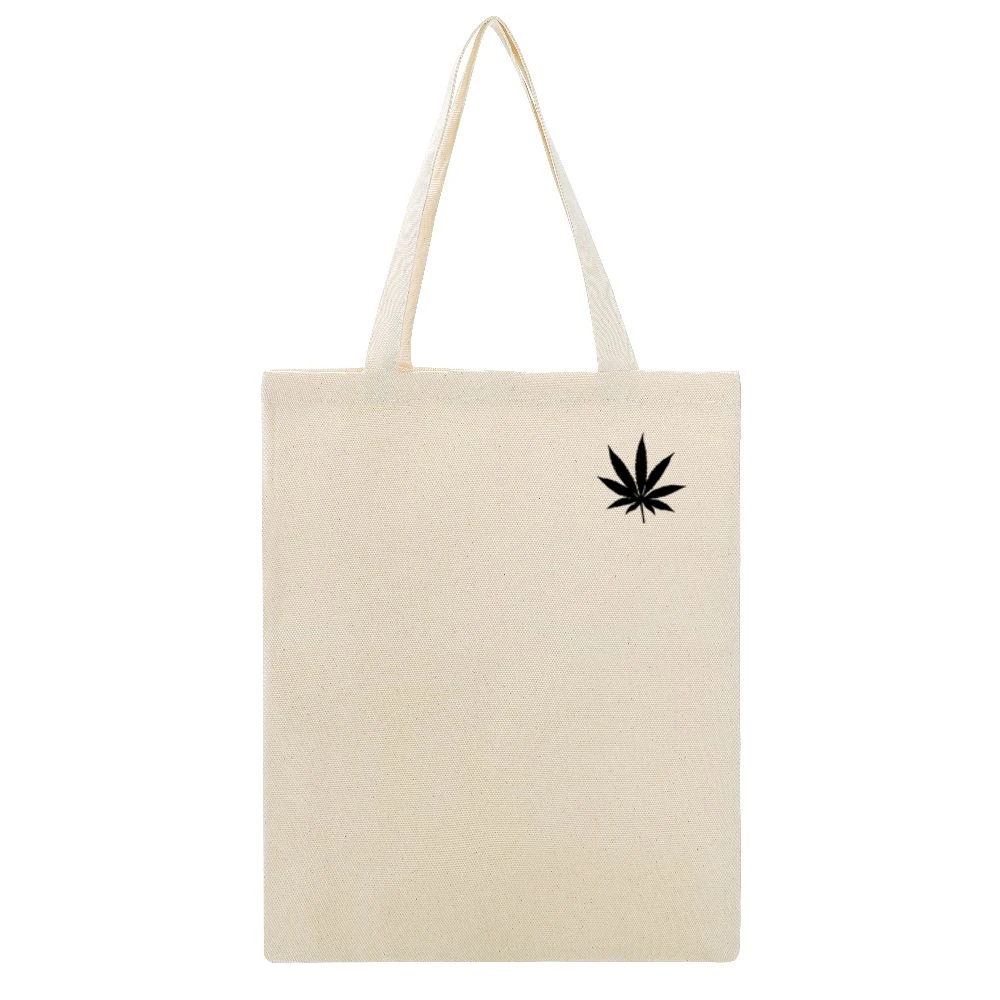Marijuana Cannabis Leaf Fun Weed Simple Graphic Beige Canvas Tote Shopping Bag