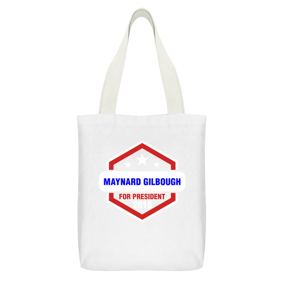 Maynard Gilbough For President 2016 True Detective TV Show White Canvas Tote Shopping Bag With Interior Pocket