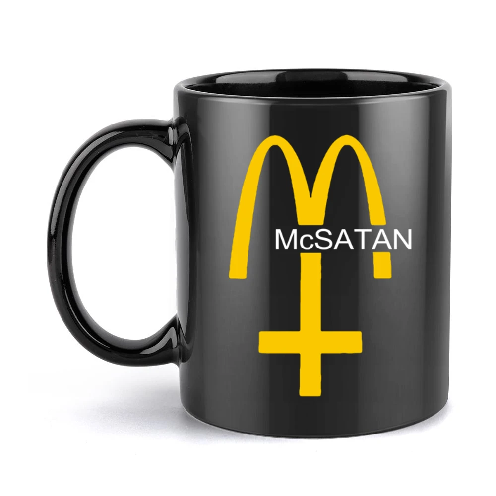 McSatan Funny Fast Food Satan Parody Graphic Black Mug