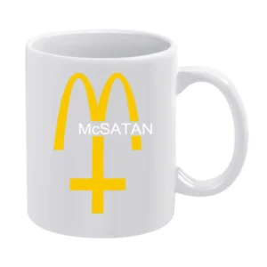McSatan Funny Fast Food Satan Parody Graphic White Mug