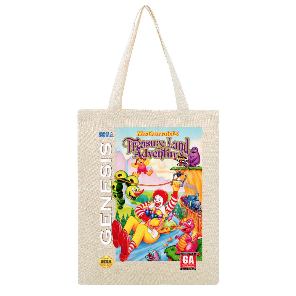 Mcdonalds Treasure Land Adventure Sega Genesis Old School Retro Video Beige Canvas Tote Shopping Bag