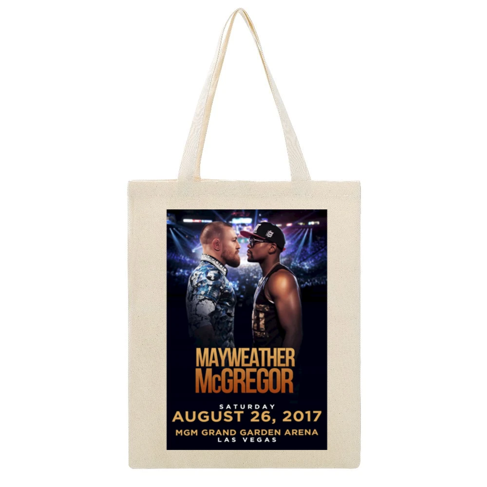 Mcgregor Mayweather Fight Promo Boxing Beige Canvas Tote Shopping Bag