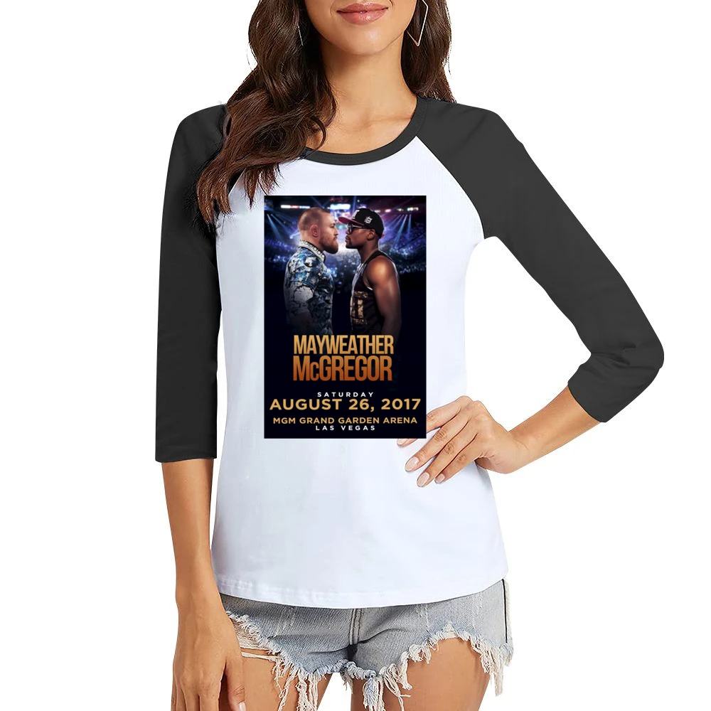 Mcgregor Mayweather Fight Promo Boxing Women Ladies 3-4 Sleeve T-Shirt