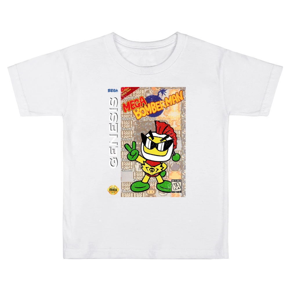 Mega Bomberman Sega Genesis Old School Retro Video Game Fan Distressed Kids Boys Girls T-Shirt