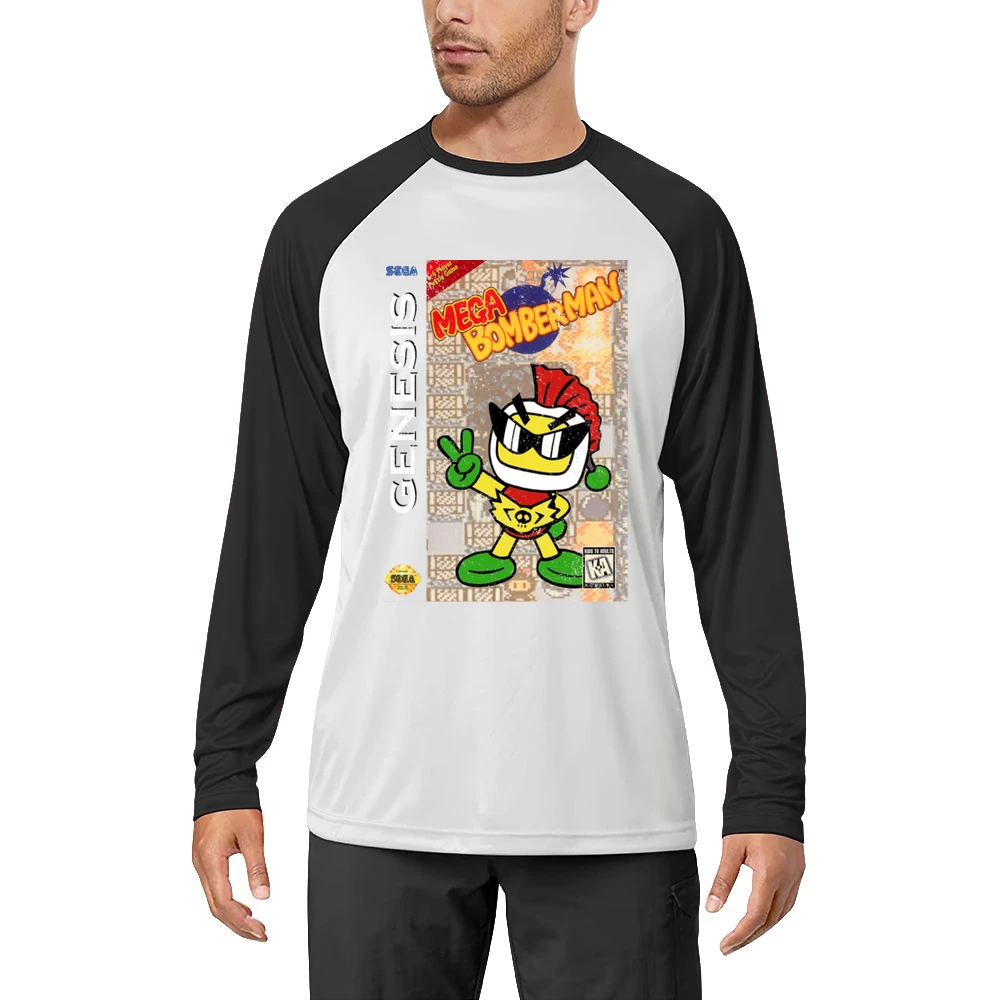 Mega Bomberman Sega Genesis Old School Retro Video Game Fan Distressed Men Long Sleeve T-Shirt