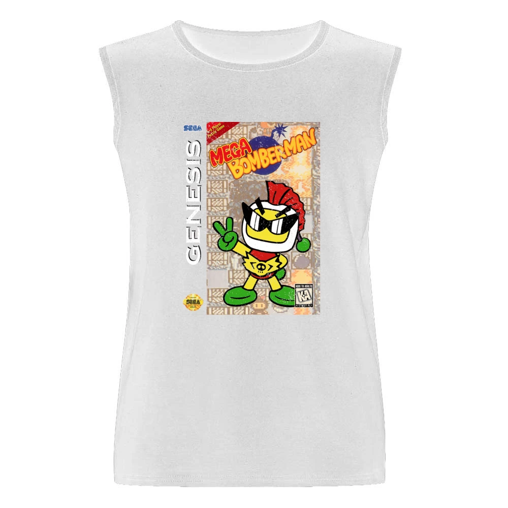 Mega Bomberman Sega Genesis Old School Retro Video Game Fan Distressed Men Sleeveless T-Shirt
