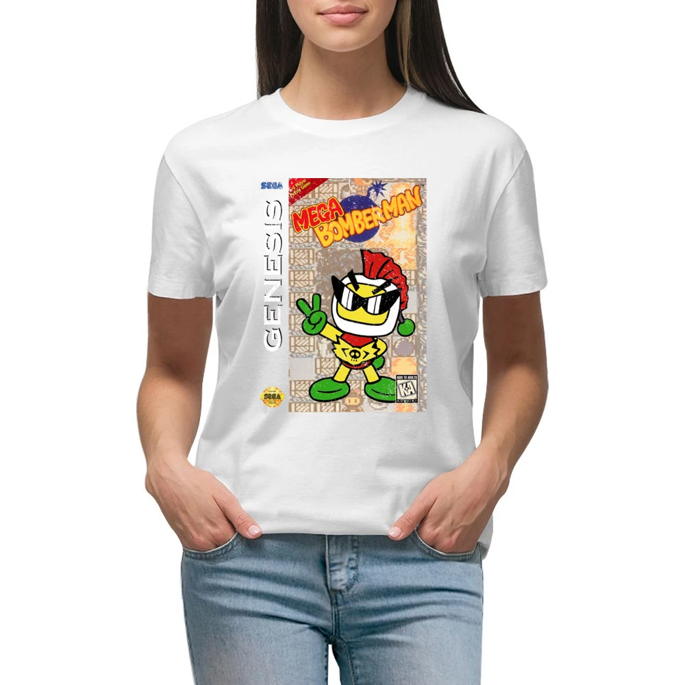 Mega Bomberman Sega Genesis Old School Retro Video Game Fan Distressed Premium Women Ladies T-shirt