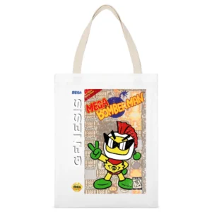 Mega Bomberman Sega Genesis Old School Retro Video Game Fan Distressed White Canvas Tote Shopping Bag