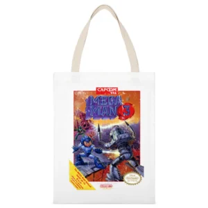 Mega Man 3 Nes Nintendo Old School Retro Video Game Fan Distressed T S White Canvas Tote Shopping Bag