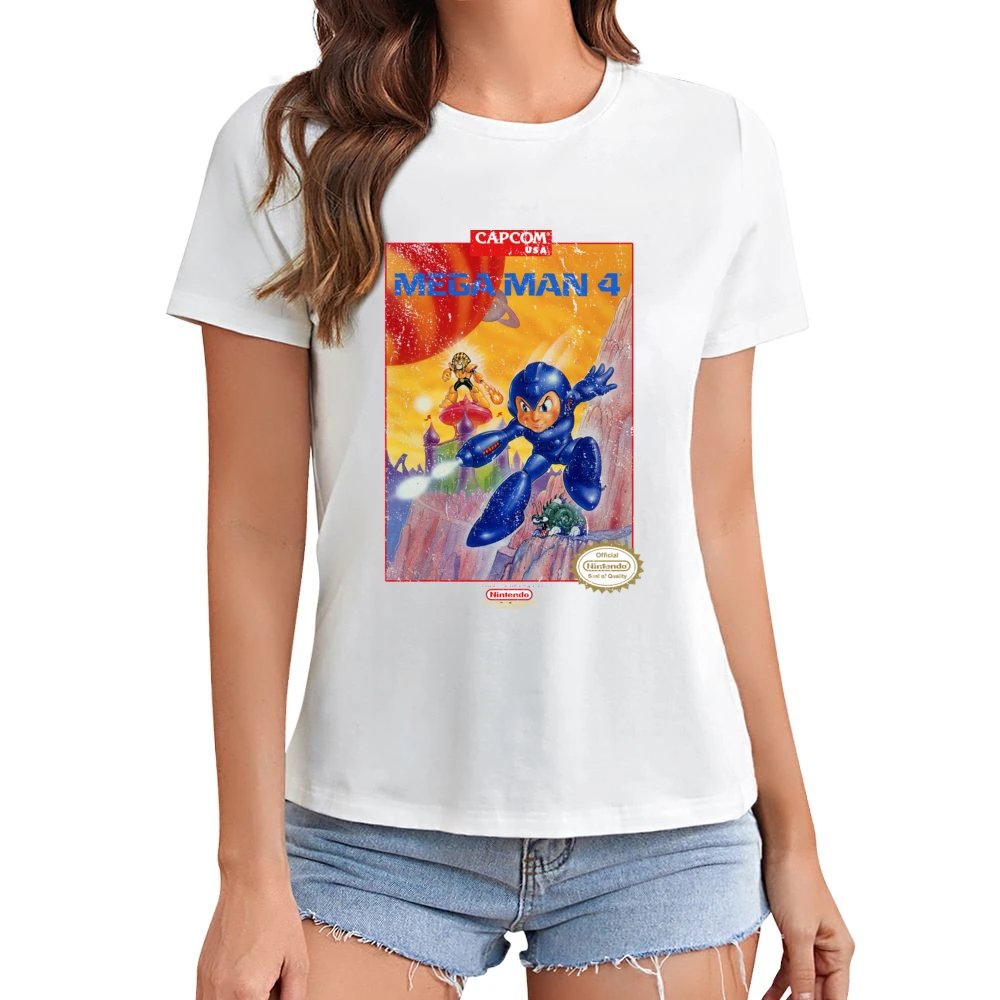 Mega Man 4 Nes Nintendo Old School Retro Video Game Fan Distressed T S Asian Size Women Ladies T-shirt