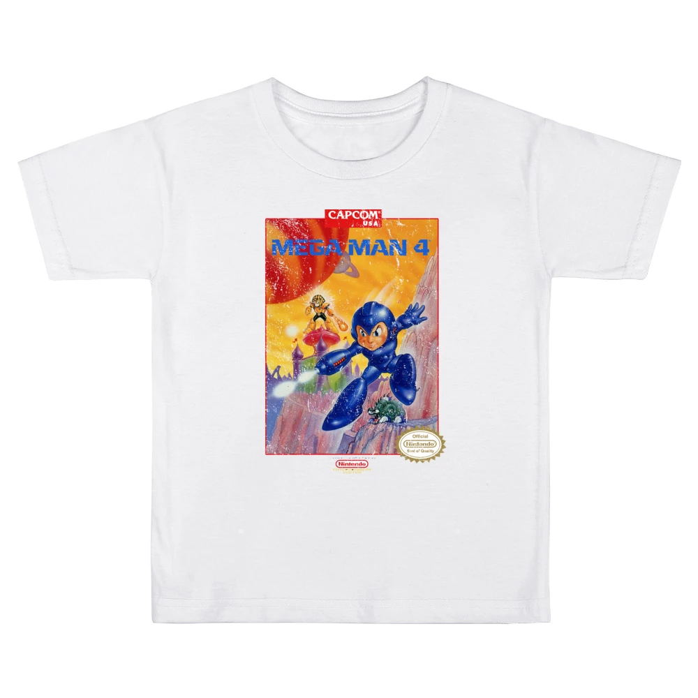 Mega Man 4 Nes Nintendo Old School Retro Video Game Fan Distressed T S Kids Boys Girls T-Shirt