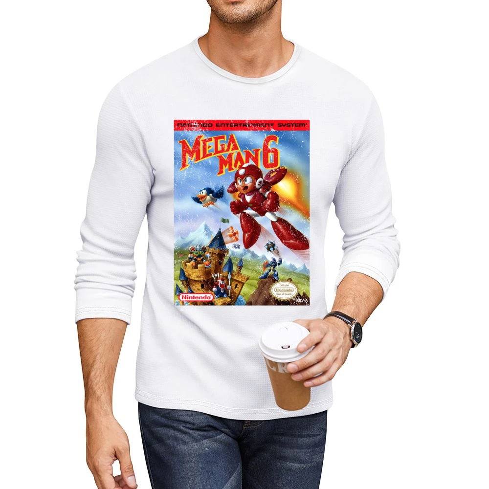 Mega Man 6 Nes Nintendo Old School Retro Video Game Fan Distressed T S Men CrewNeck Long Sleeve T-Shirt