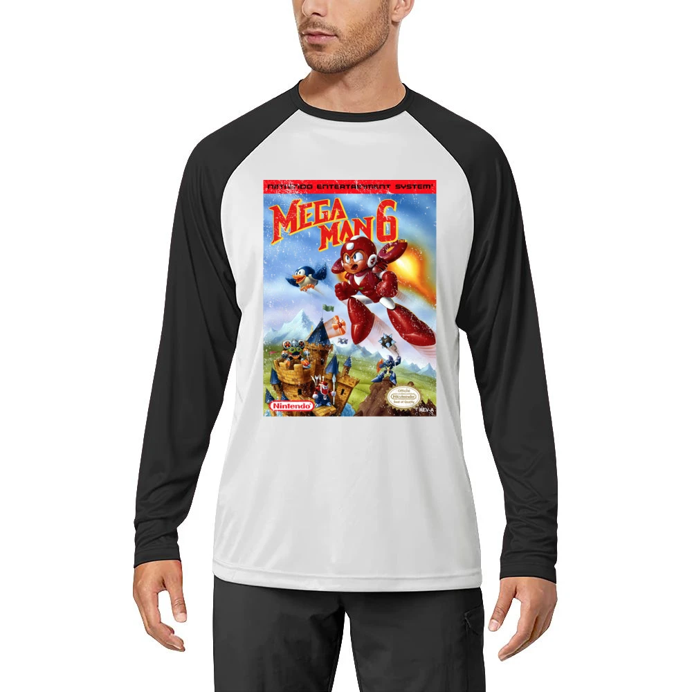 Mega Man 6 Nes Nintendo Old School Retro Video Game Fan Distressed T S Men Long Sleeve T-Shirt